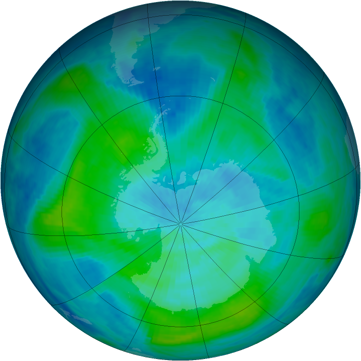 Antarctic ozone map for 08 March 1988